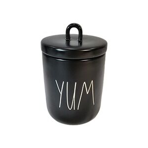 Rae Dunn Black YUM Canister Small Farmhouse Kitchen Decor Magenta